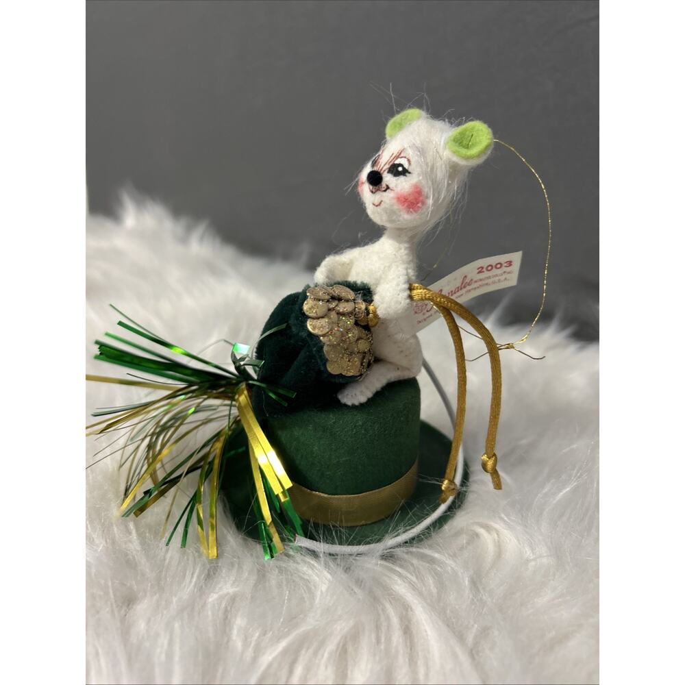 Annalee Mobilitee Ornament Saint Patrick’s Day Mouse 2003 Irish Shamrock 5 Inch - Picture 2 of 6